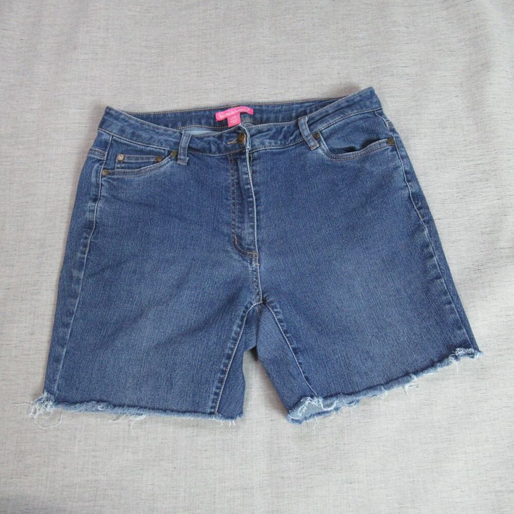 Woman Within Shorts Women Size 12W Blue Jean Denim Cowgirl Cut Off Ranch Momcore